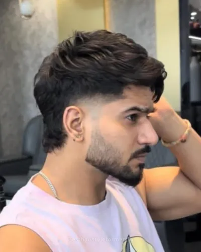 Burst fade mullet for straight hair