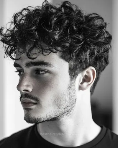 Curly fringe with low fade