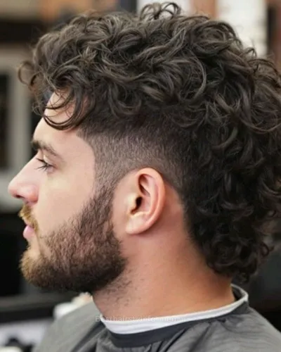 Curly mullet hairstyle for Indian men