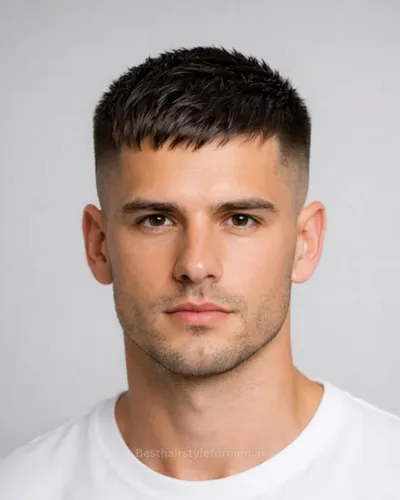 High bald fade with textured fringe