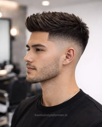 Low taper fade for men with glasses