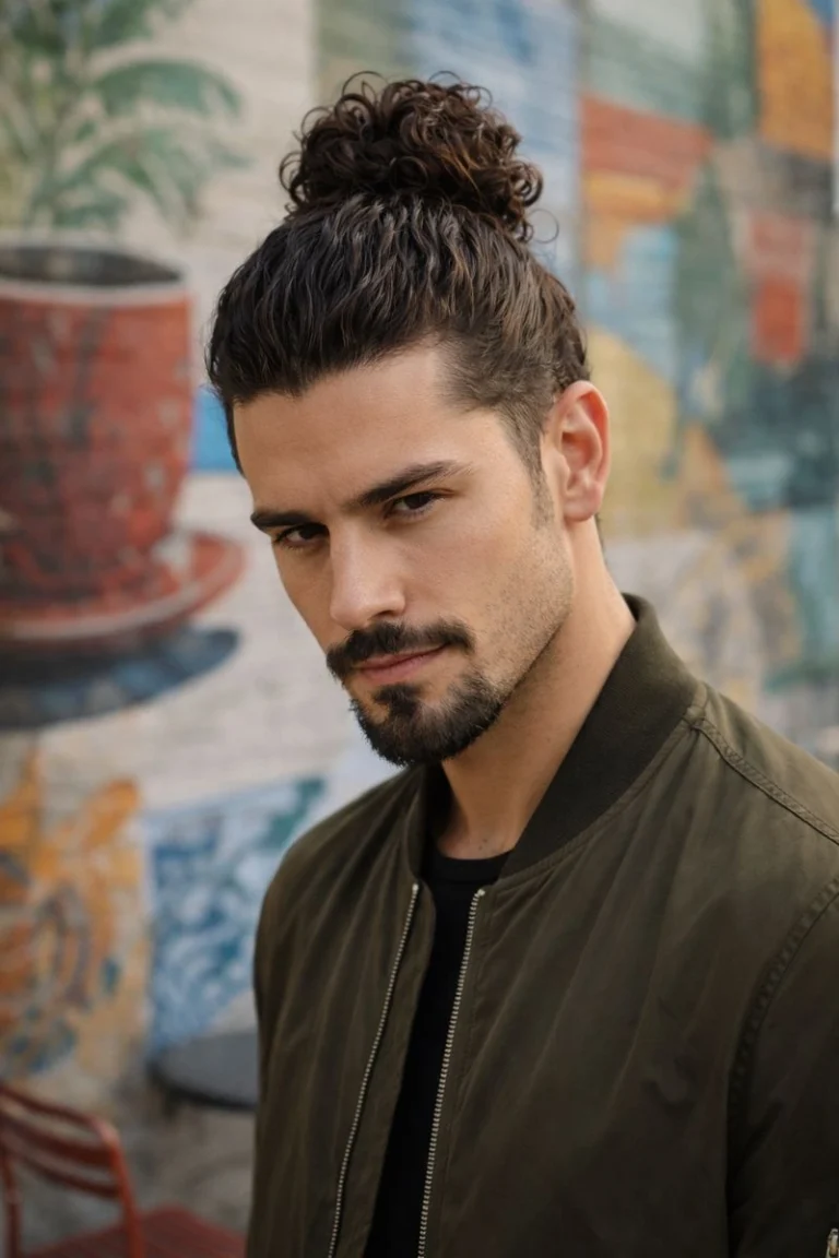Man-Bun-with-Goatee-Hybrid-Beard