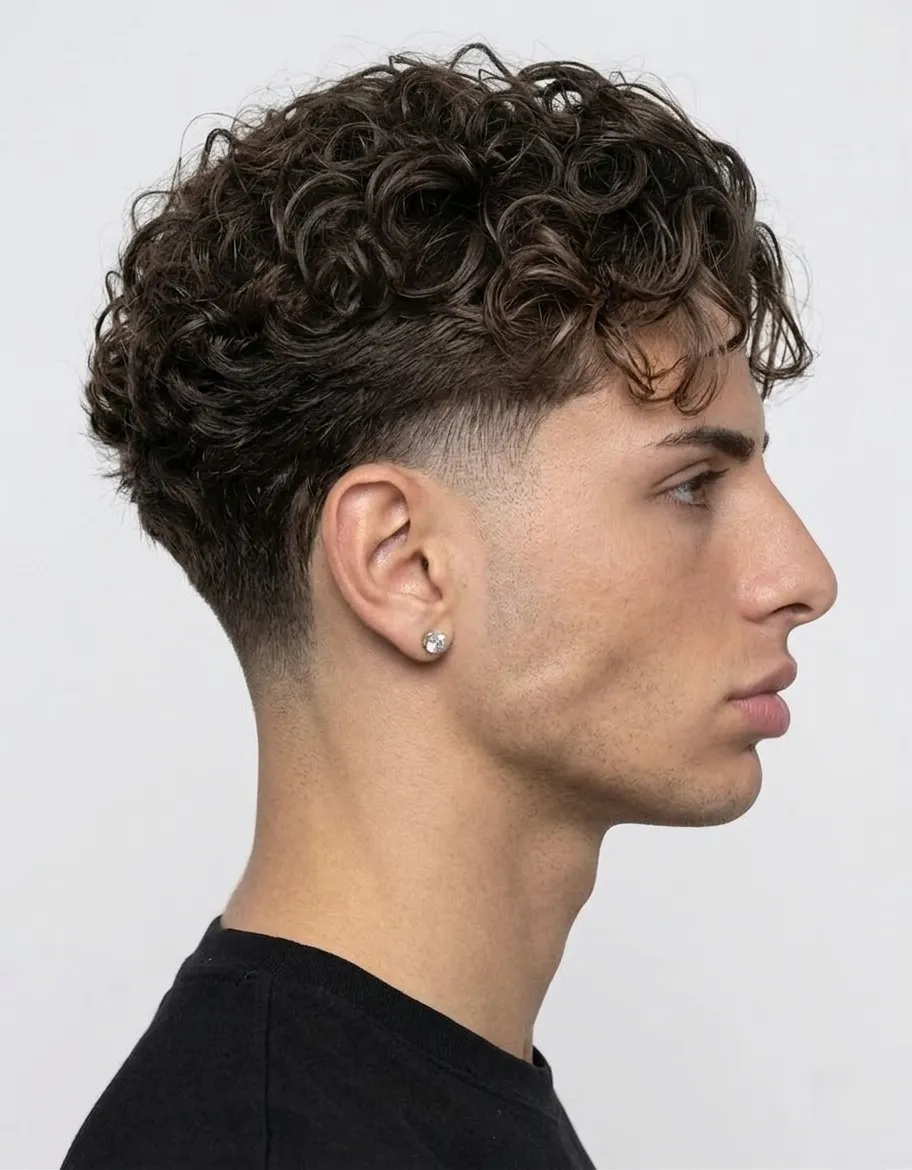 medium brushed back hairstyle for men