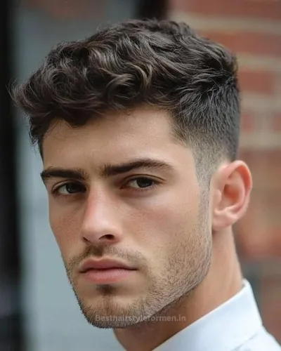 Medium curly top undercut for Indian men
