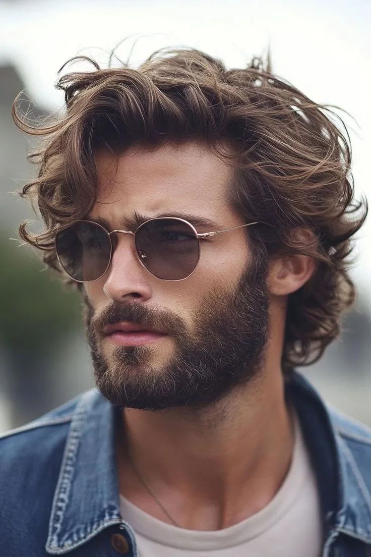 Messy Medium-Length oval face haircut for men