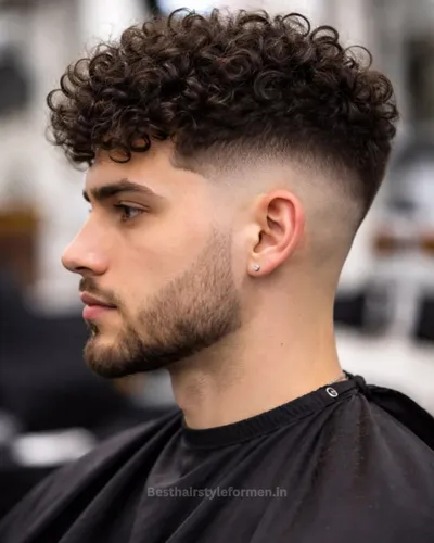 Natural curls with high taper fade
