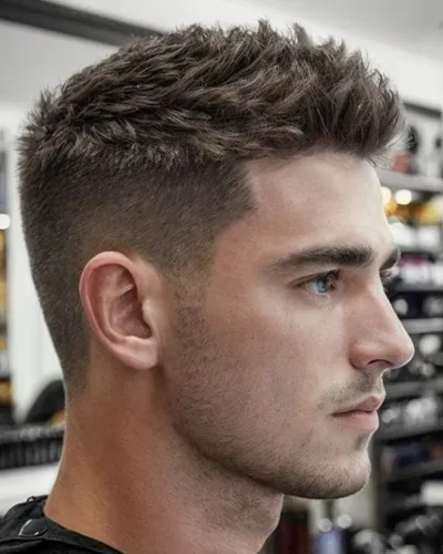 Short faux hawk fade for straight hair