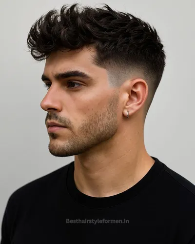 Short messy hair fade for Indian men