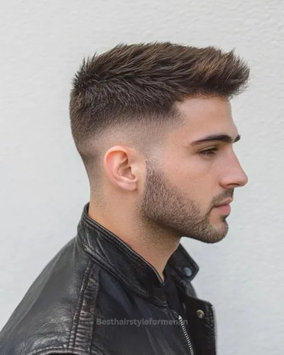 Short spiky hair fade for Indian men