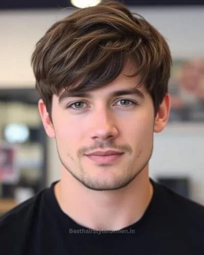 Short sweeping fringe for big forehead