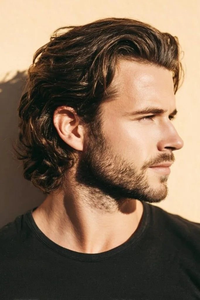 Ear tuck style for men growing out hair