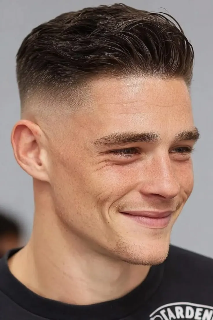 Swept back undercut for medium hair transition