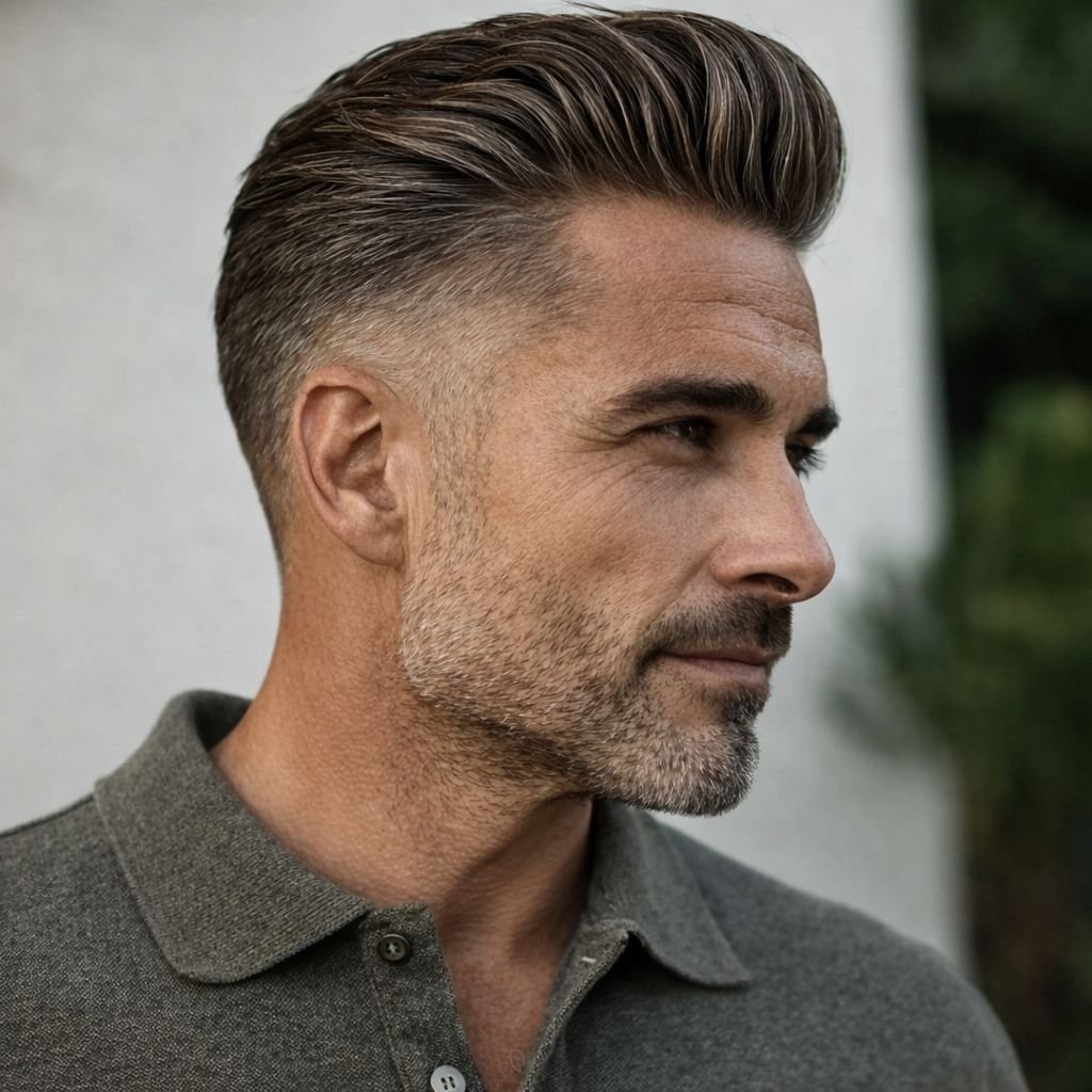 Tapered slick back hairstyle long hair men
