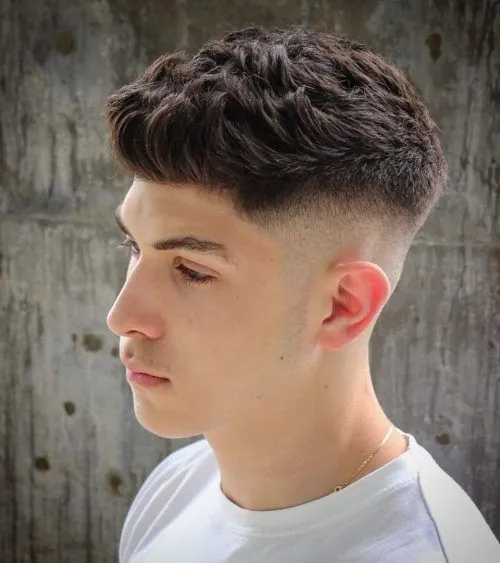 curly top with straight fade for men