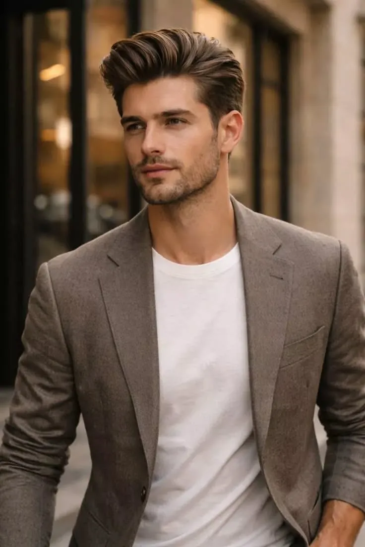 medium length pompadour hairstyle for men