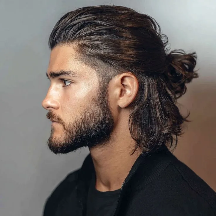 Long Hairstyles 60 half up man bun hairstyle for men
