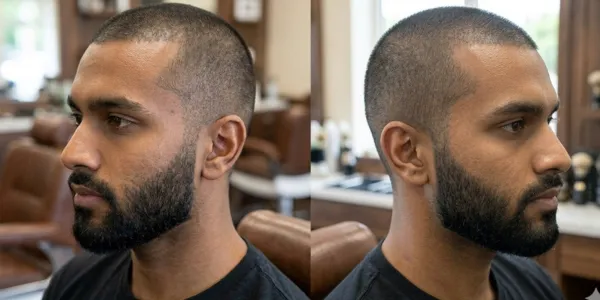 heart face short hairstyle men buzz cut full beard india