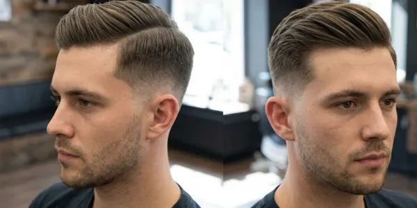 short hairstyle men heart face side swept fringe low fade india