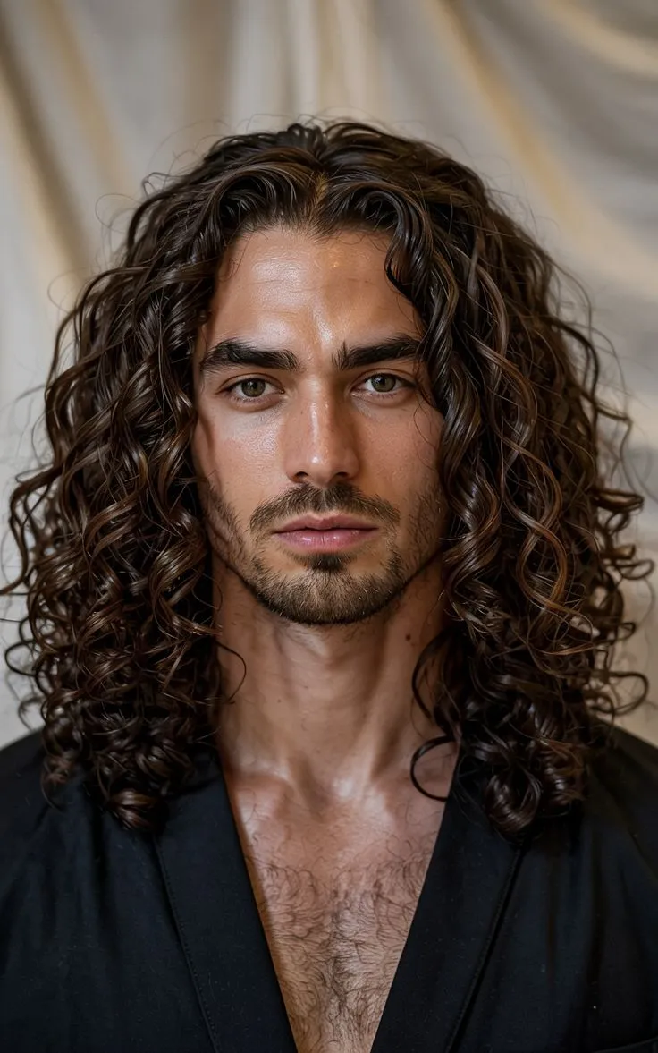 long curly hairstyle for men
