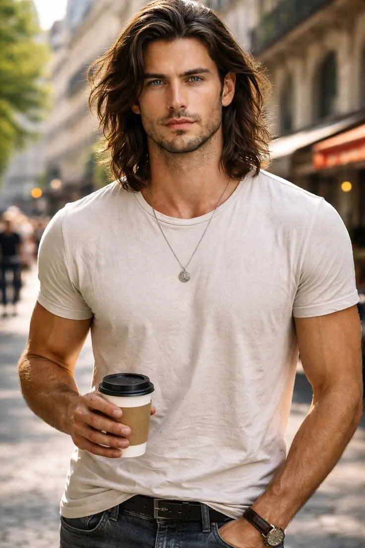 Long Hairstyles 65 long straight layered hair with beard for men