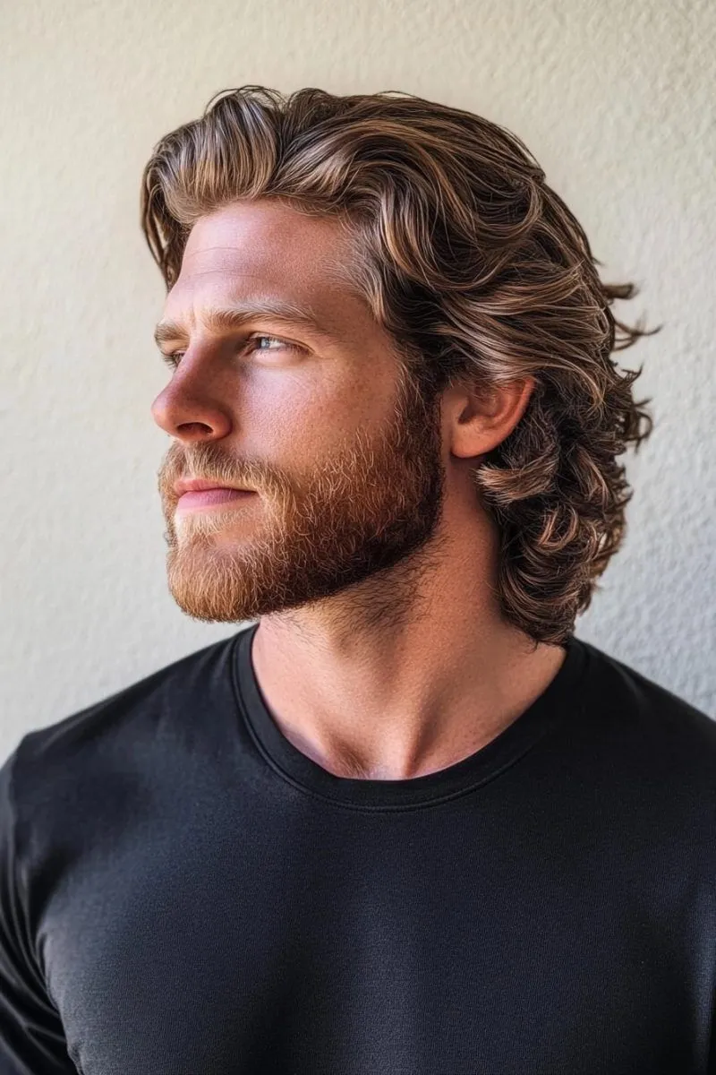 Long Hairstyles 64 long wavy layered hair with beard for men