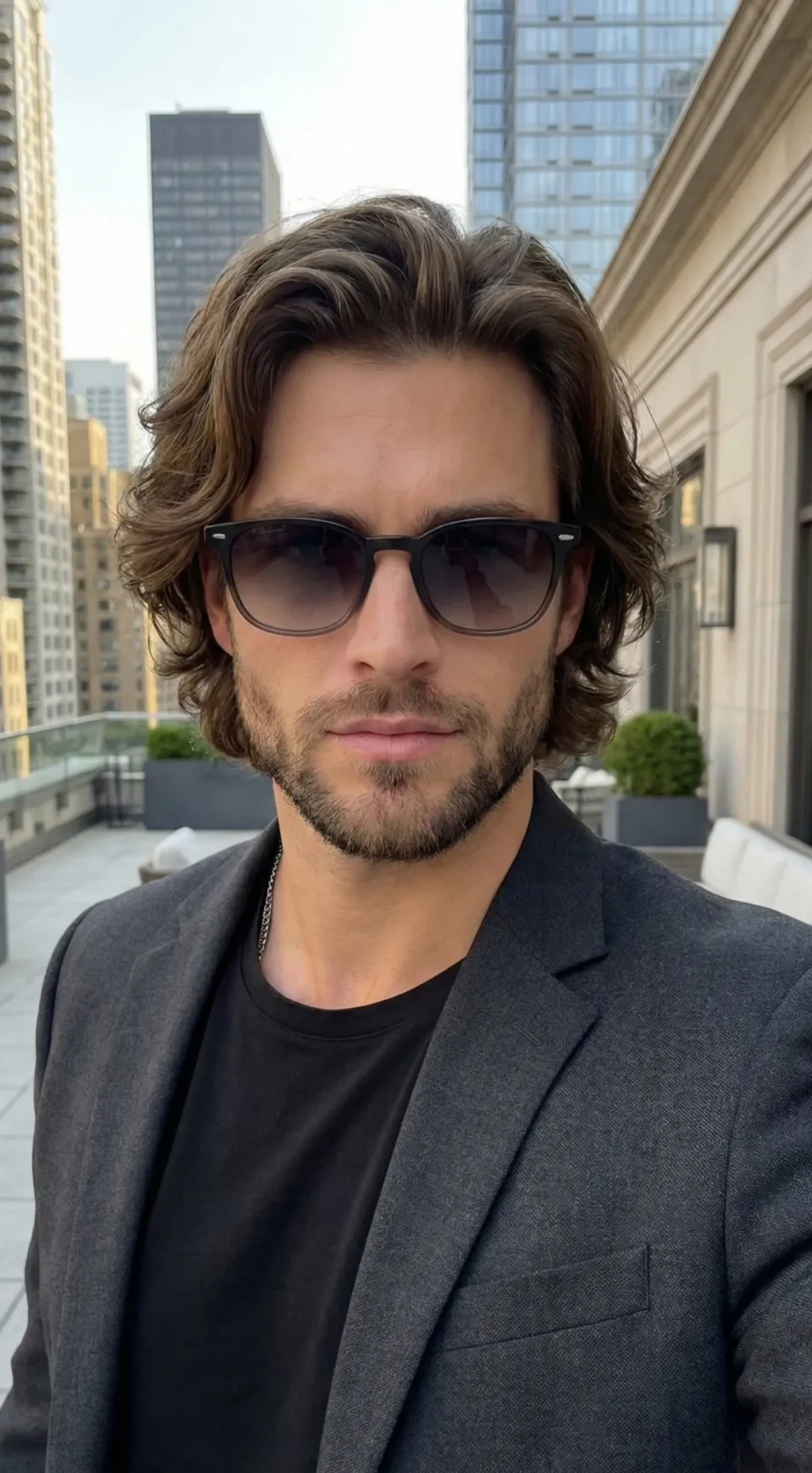 long wavy layered hair men 2