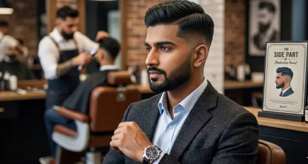 low fade side part undercut hairstyle indian men office