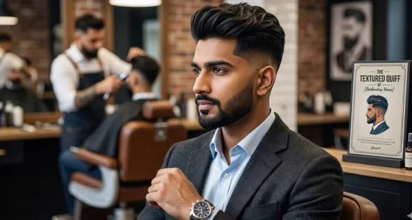 low fade textured quiff hairstyle indian men 2026