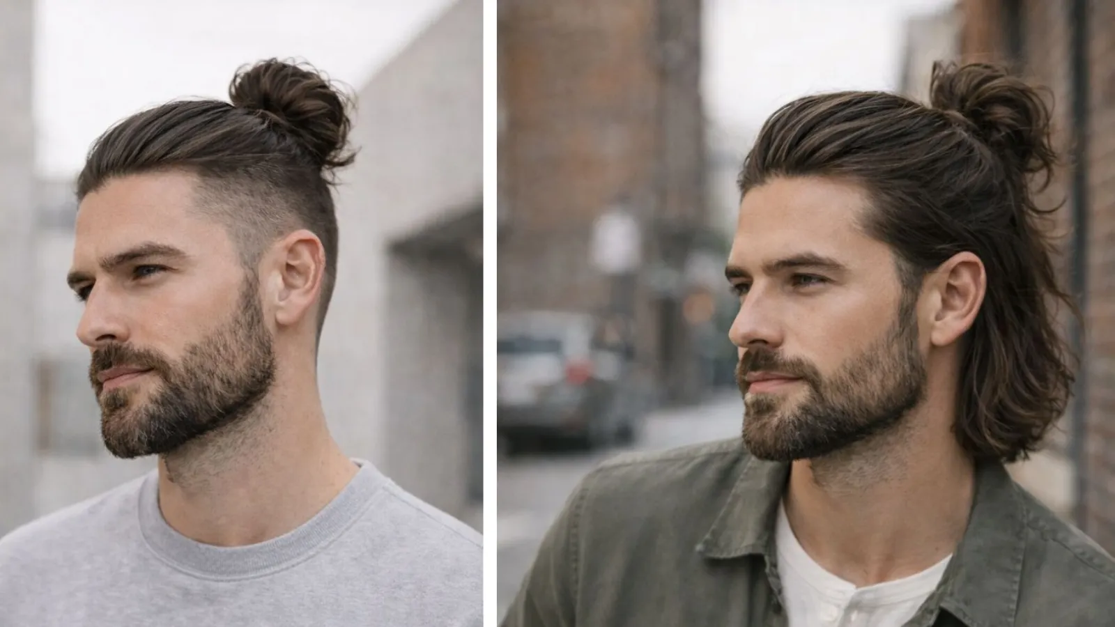 man bun with beard