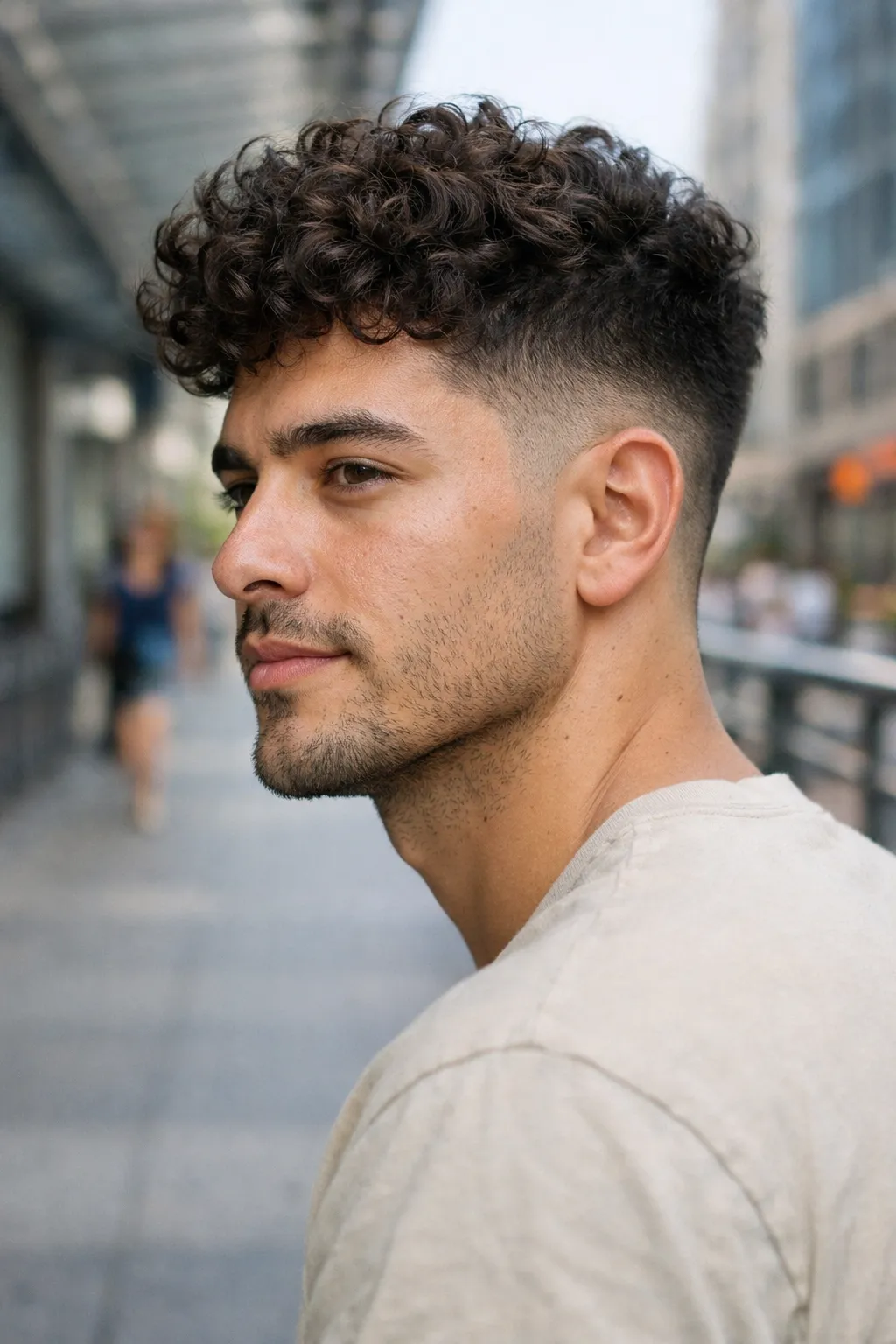medium curly wavy hairstyle for men