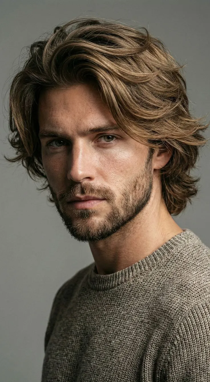 medium flow layered beard layered hairstyles for men