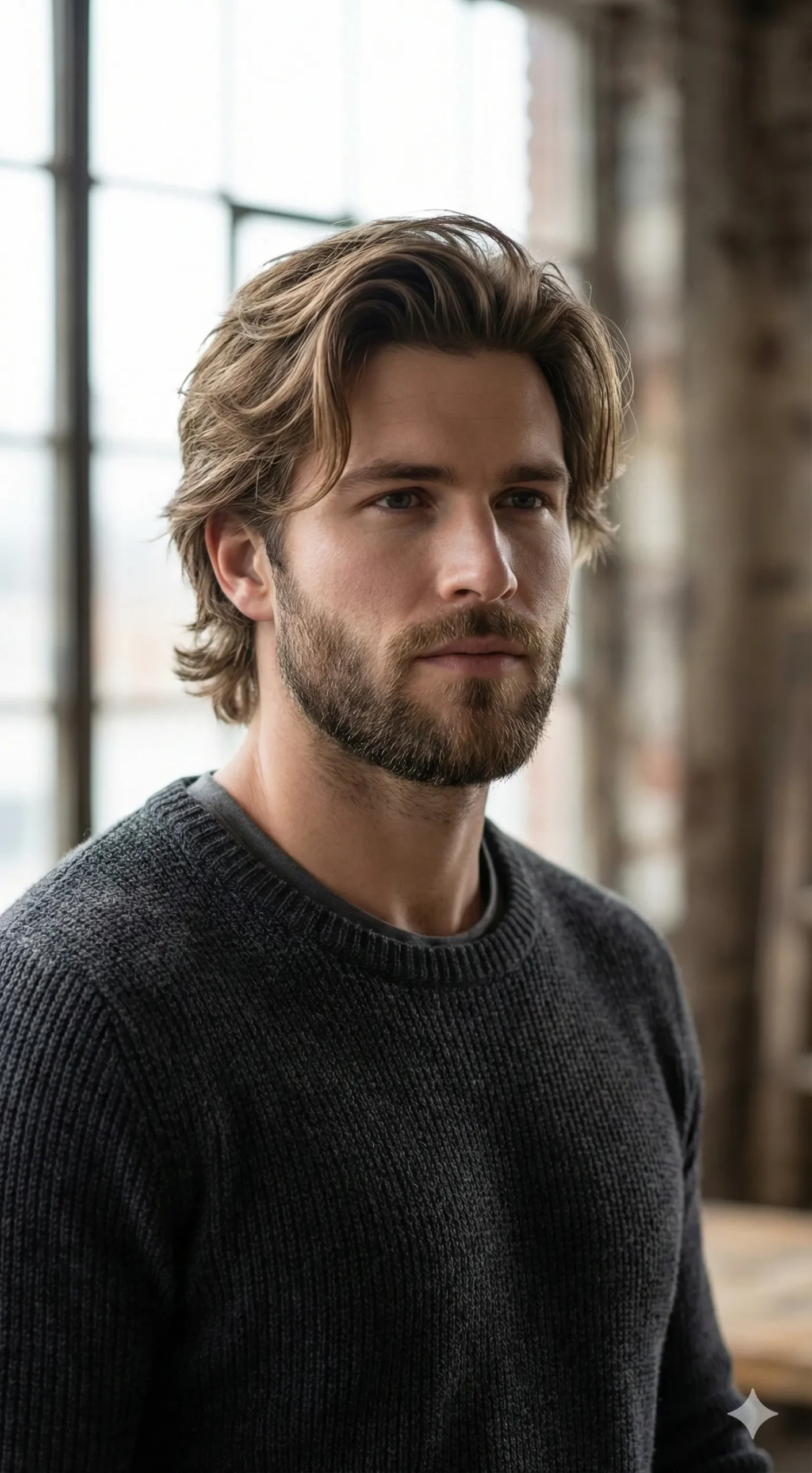 medium layered flow profile beard 2 layered hairstyles for men