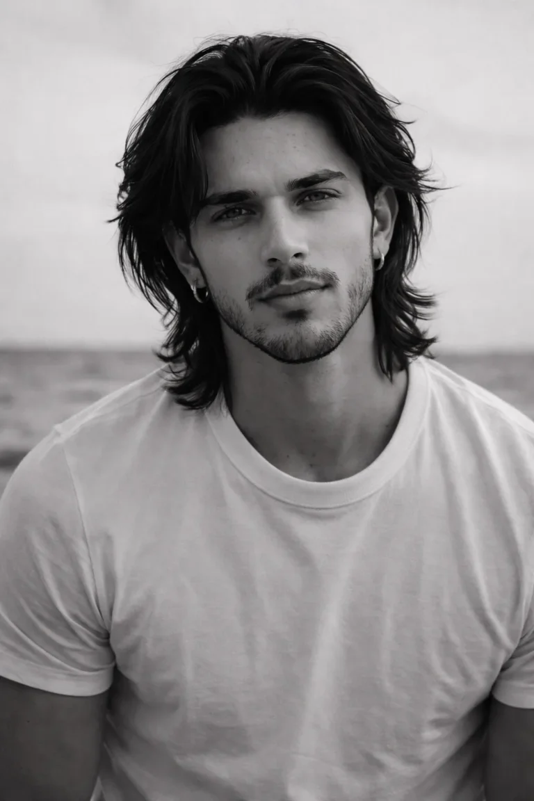 Medium-length layered hair earrings for men