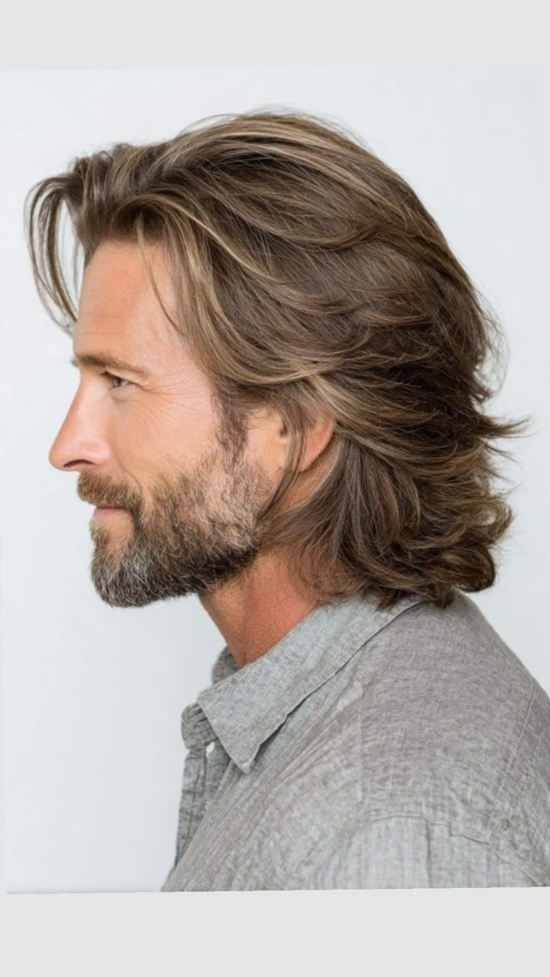 medium layered hair profile beard layered hairstyles for men