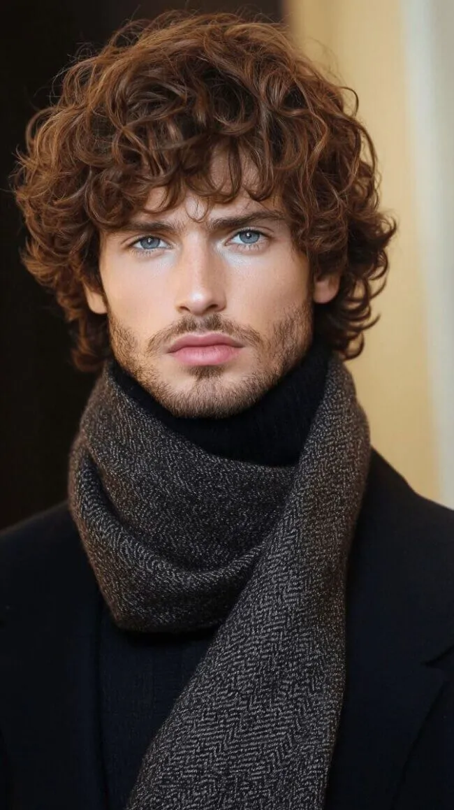 medium long messy curly hair for men