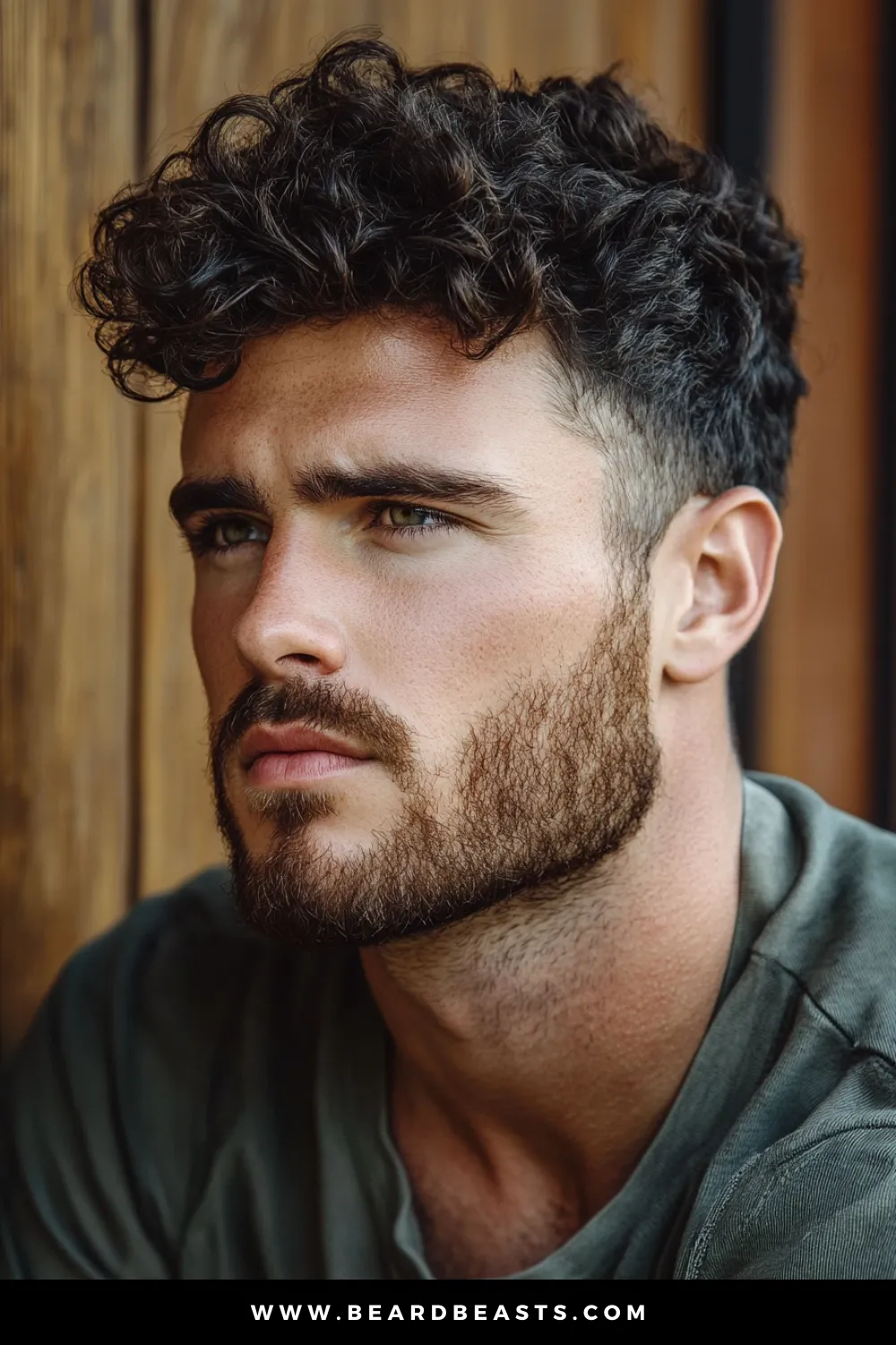 medium messy curly hair outdoors for men