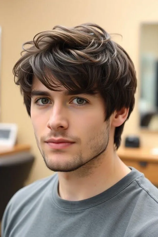 medium messy straight hairstyle for men