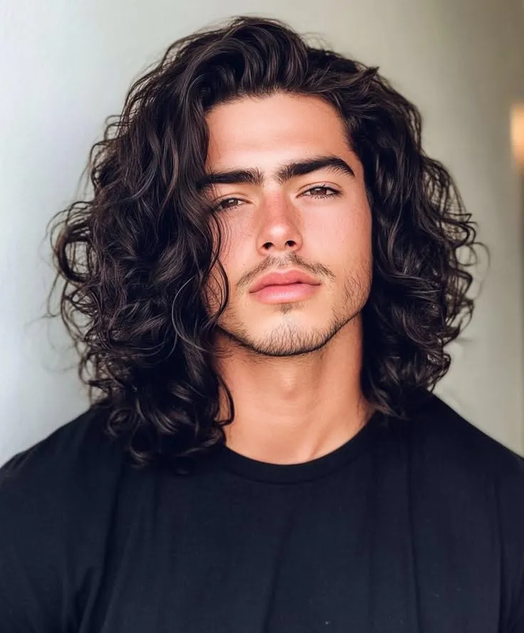 medium messy wavy curly hair for men