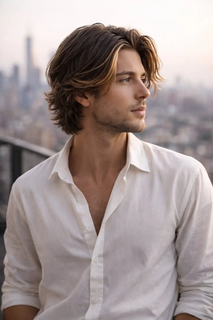 medium side swept layered stubble layered hairstyles for men