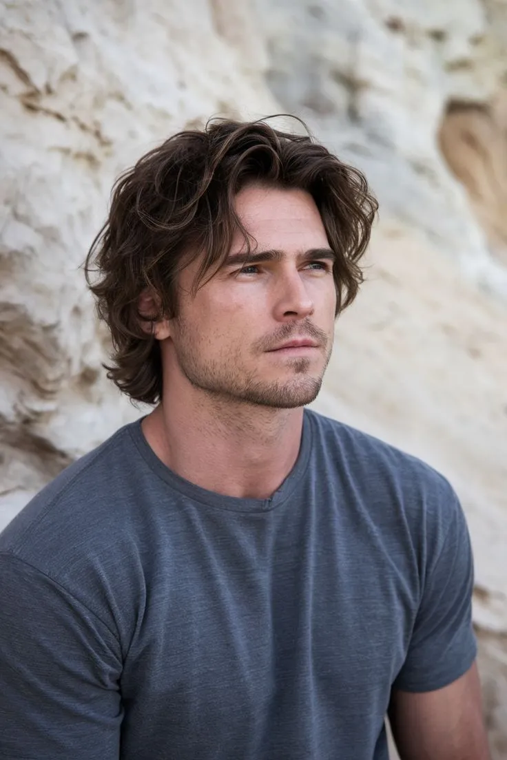medium straight combed back hairstyle for men