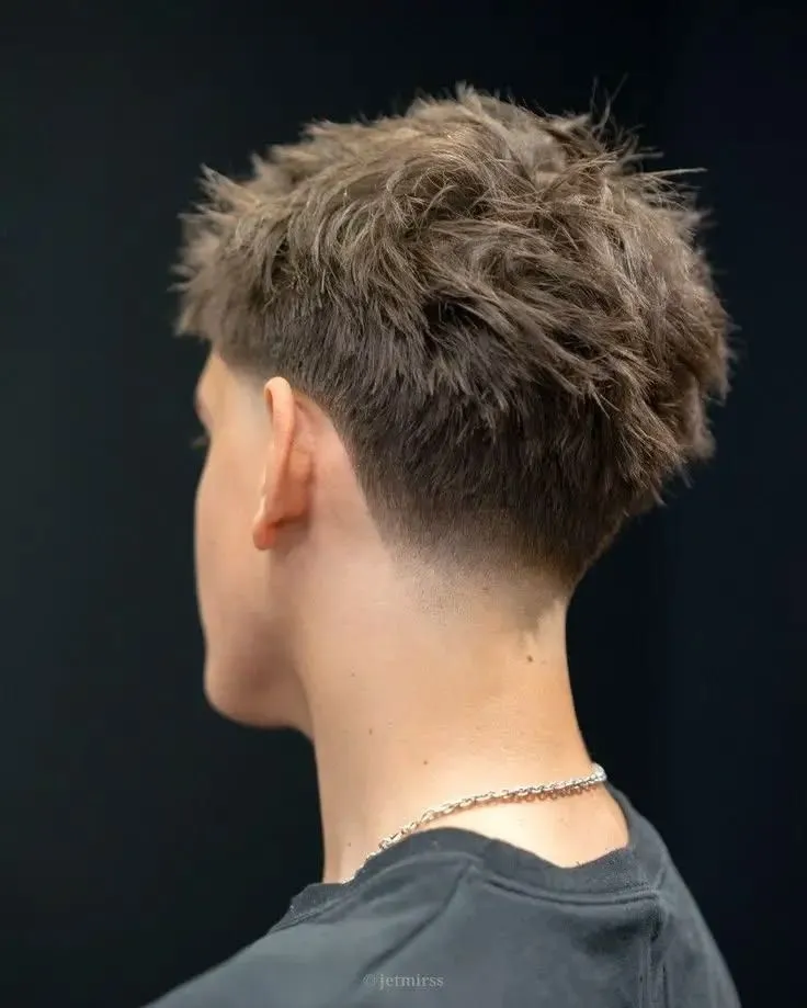 medium straight hair pushed back for men
