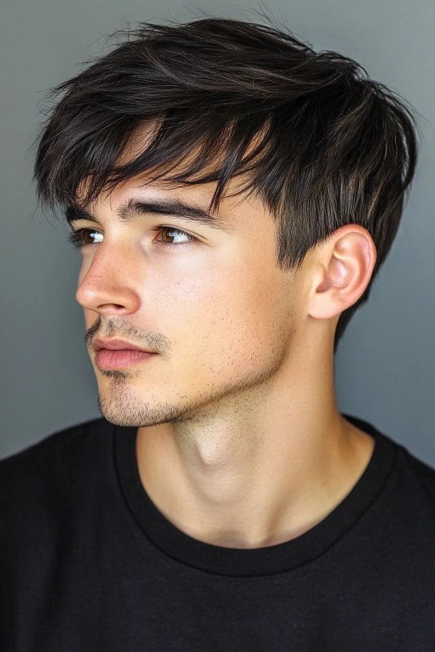 medium straight layered hairstyle for men