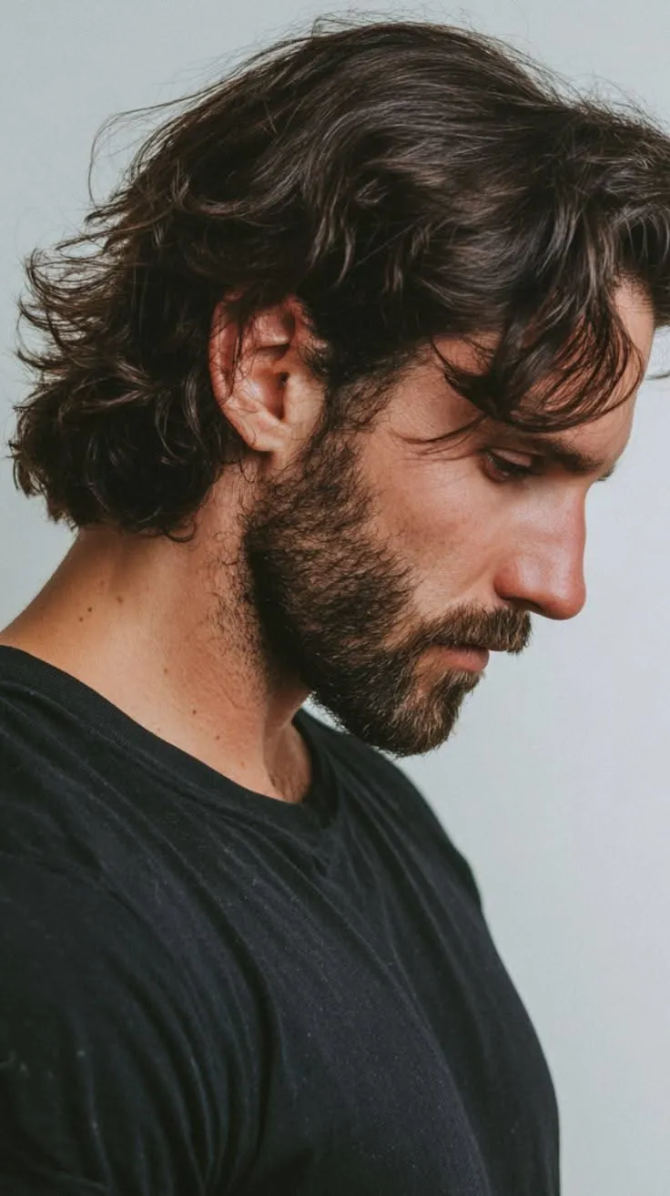 Long Hairstyles 41 messy dark wavy long hairstyle for men