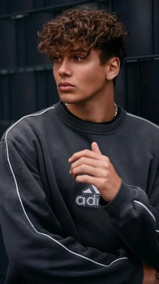 messy long curly hair casual for men
