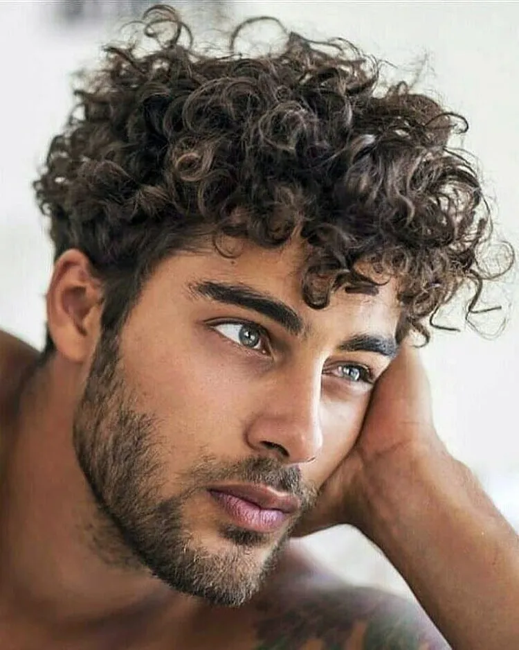 messy long curly hair for men