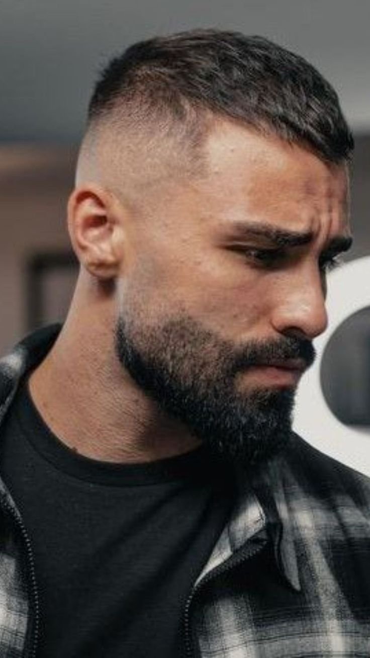 military buzz cut bald haircut for round face
