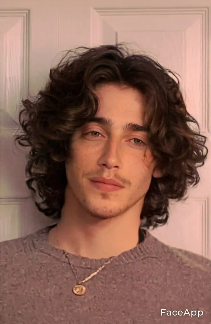 short curly hair with beard for men
