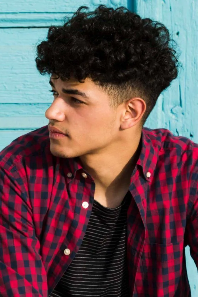 short curly hair fade for men