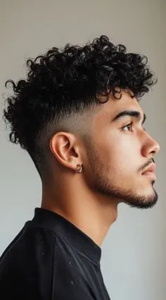 short curly hair fade profile for men