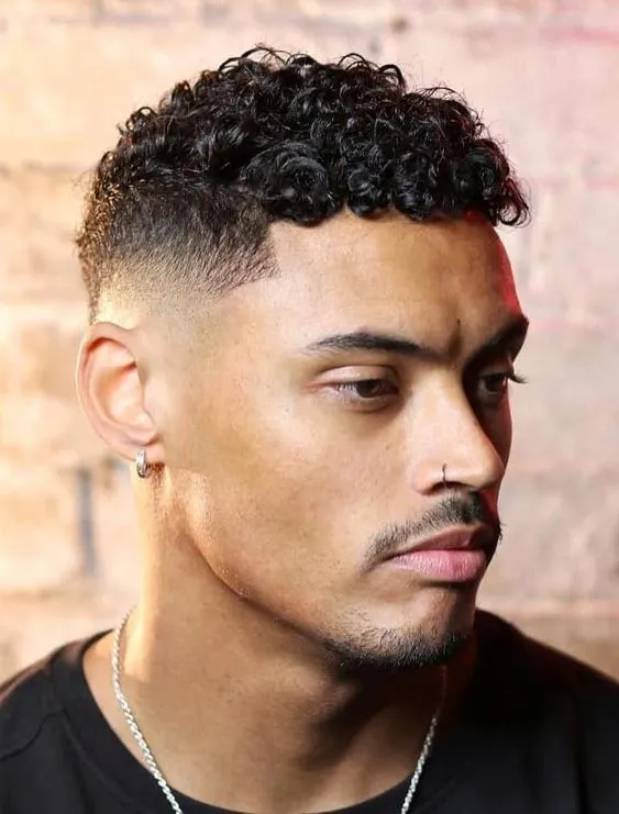short curly hair fade profile for men style 3